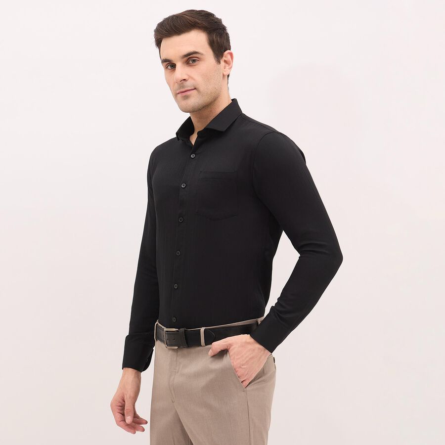 Men's Jet Black Cut Away Collar Formal Shirt, Black, large image number null