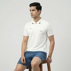 Men White Crew Neck Athleisure T-Shirt, सफ़ेद, small