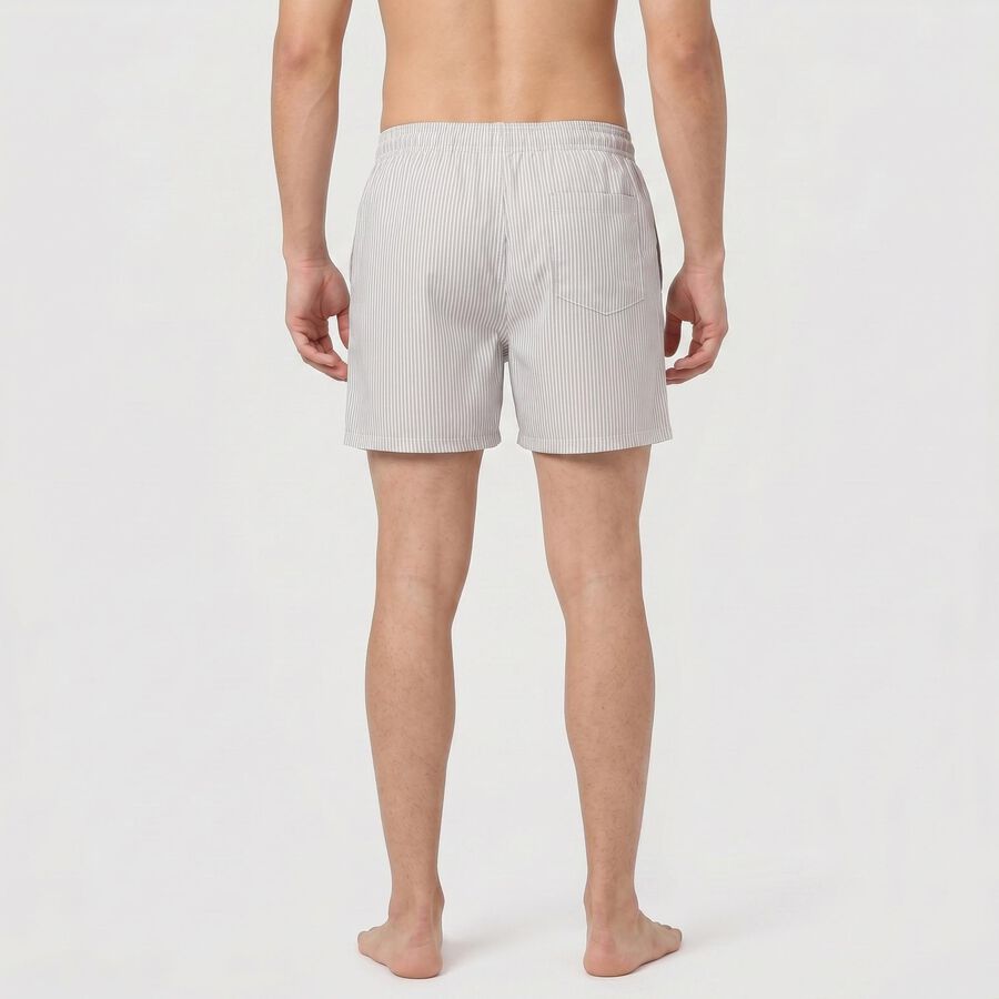 Men's Grey Relaxed Fit Striped Boxers, Light Grey, large