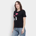 Ladies' 100% Cotton Round Neck T-Shirt, Black, small