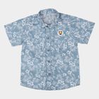 Infants Blue Cotton Half Sleeve Round Neck Casual Shirt, Teal Blue, small