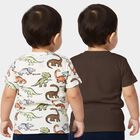 Infants Dark Grey Cotton Crew Neck Regular T-Shirt, गहरा ग्रे, small