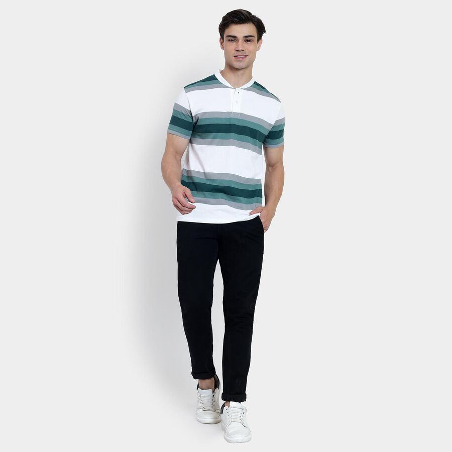 Men's Henley Half Sleeves T-Shirt , White, large image number null