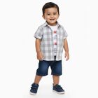 Infants Light Grey Cotton Half Sleeve Classic Casual Shirt, Light Grey, small image number null