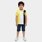 Boys' Bright Yellow Cotton Polo Neck Preppy T-Shirt, पीला, small