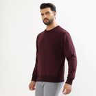 Men's Deep Burgundy Crew Neck Casual Sweatshirt, Wine, small image number null
