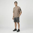 Men's Beige Crew Neck Athleisure T-Shirt, Beige, small
