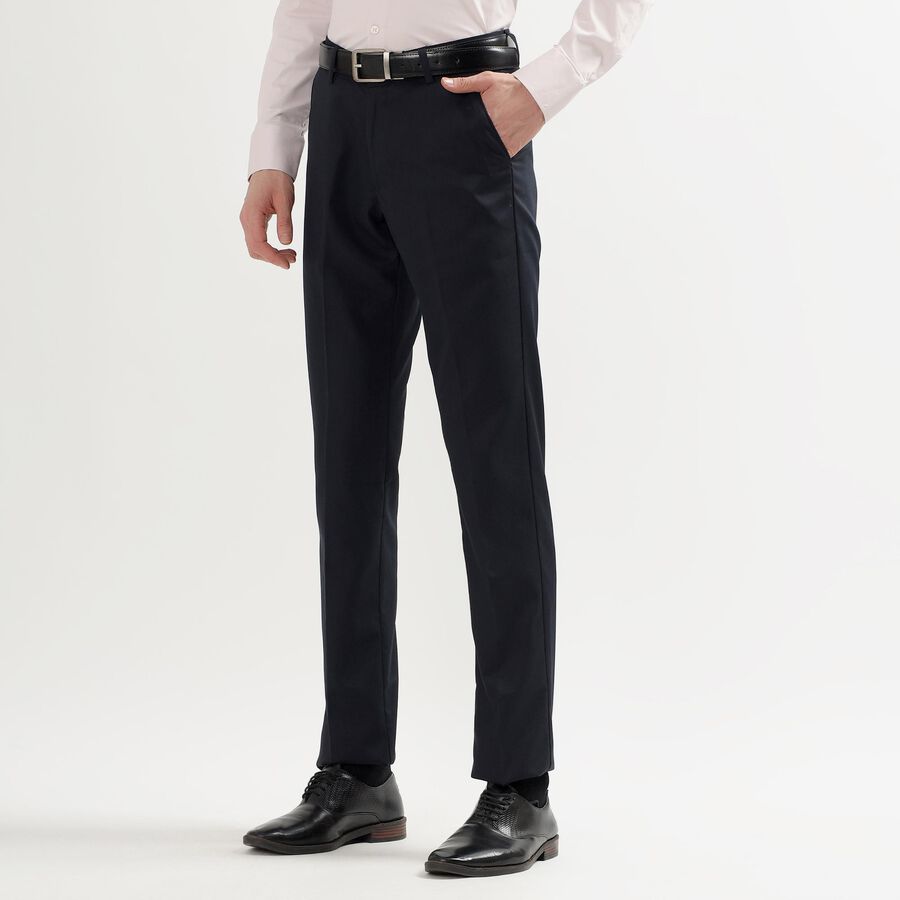 Men's Slim Fit Formal Trousers, नेवी ब्लू, large image number null