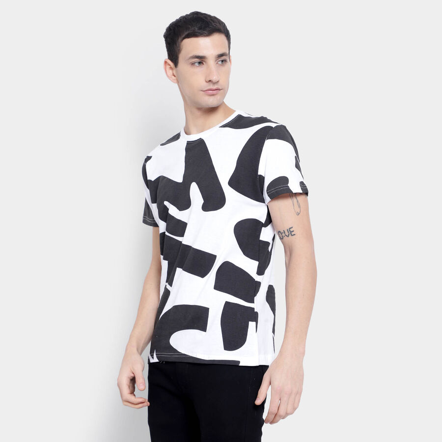 Cotton Round Neck T-Shirt, White, large image number null