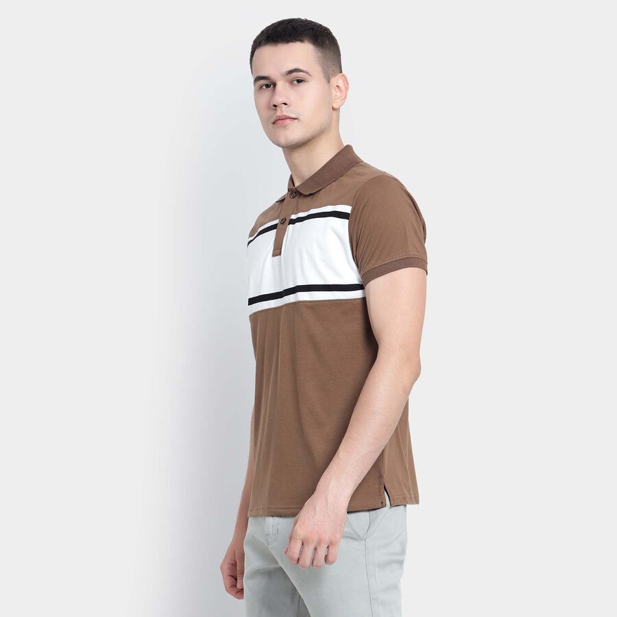 Cut & Sew Polo Shirt, Brown, large image number null