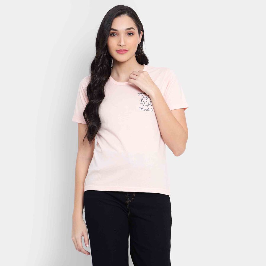 Round Neck T-Shirt, Peach, large image number null