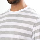 Men's White and Grey Crew Neck Casual T-Shirt, ऑफ व्हाइट, small image number null