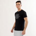 Men's Jet Black Round Neck Graphic T-Shirt, Black, small image number null