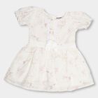 Infants' Ivory Puff Sleeve Animal Print Frock, White, small