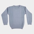 Girls' Light Blue Crew Neck Knitted Pullover, हल्का नीला, small