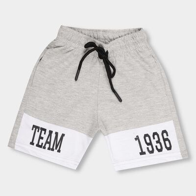 Boys' Light Grey Elastic Waist Cut And Sew Bermuda Shorts