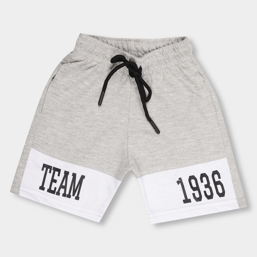 Boys' Light Grey Elastic Waist Cut And Sew Bermuda Shorts, Light Grey, large image number null