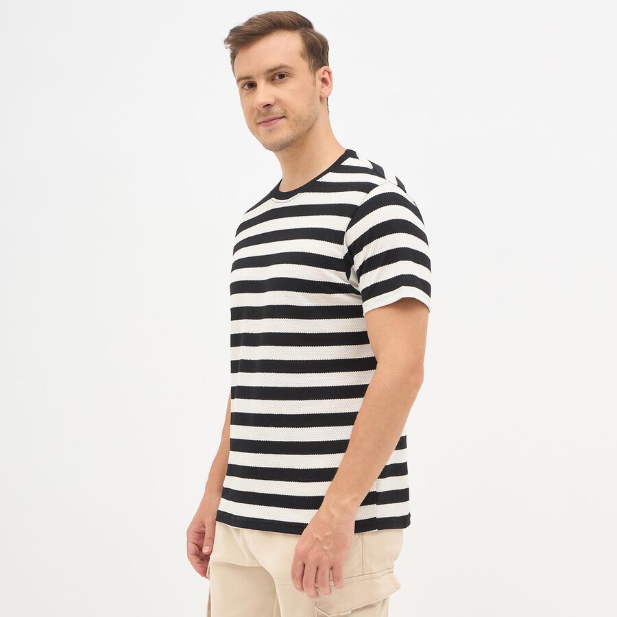 Men's Round Neck Half Sleeves T-Shirt, Off White, large image number null