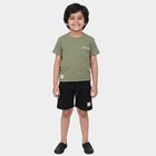 Boys Olive Green Round Neck Textured Baba Suit, ओलिव, small