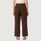Women's Brown Wide Leg Embroidered Trousers, भूरा, small