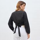 Women's Jet Black V-Neck Polka Dot Kurti, काला, small image number null