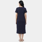 Women's Navy Blue Round Neck Maxi and Gown Nighty, Navy Blue, small