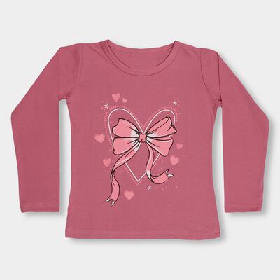 Girls Dusty Rose Pink Round Neck Casual Full Sleeve Top