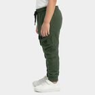Boys' Green Cotton Cargo Pyjama with Ribbed Cuffs, ओलिव, small