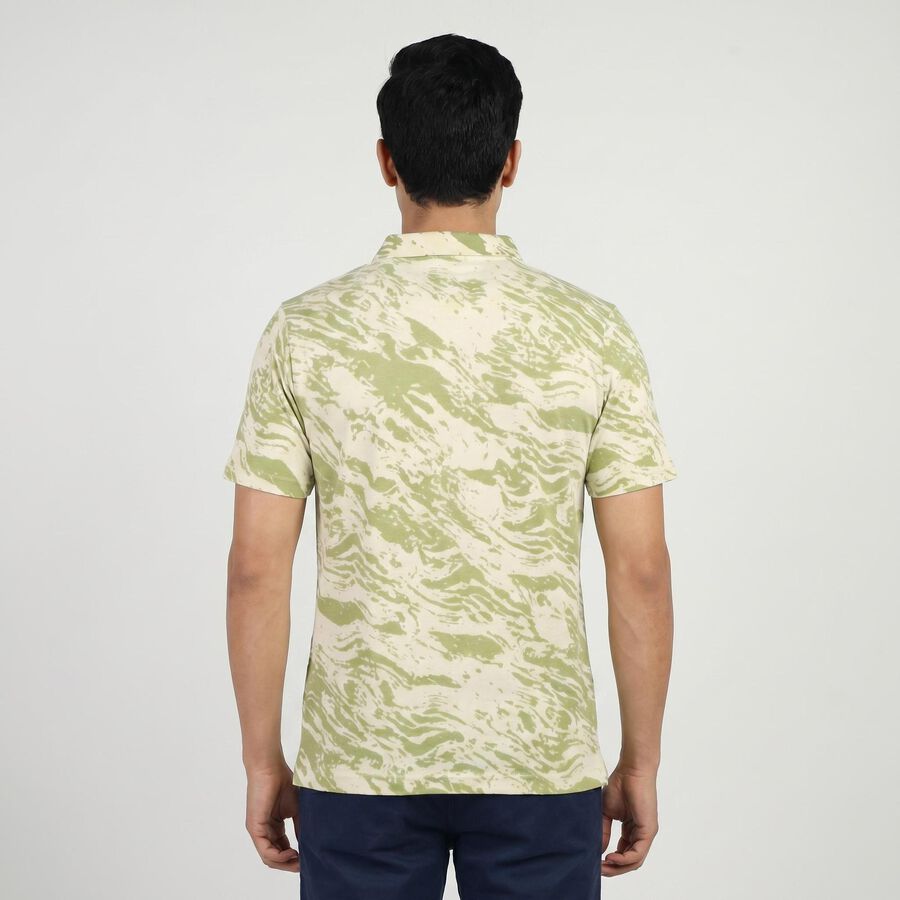 Men's Light Green Cotton Collared Neck Casual T-Shirt, हल्का हरा, large