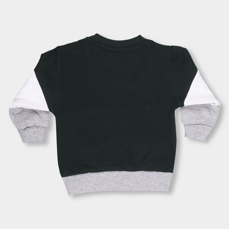 Infants Dark Green Cotton Crew Neck Casual Sweatshirt, गहरा हरा, large image number null