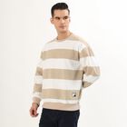 Men's Muted Beige and White Crew Neck Casual Sweatshirt, गहरा पीला, small image number null