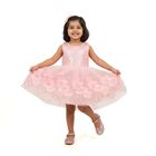 Girls' Light Pink Sequin and Floral Sleeveless Party Frock, हल्का गुलाबी, small