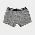 Boys Grey Regular Fit Printed Trunks, हल्का ग्रे, small
