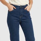 Women's Blue Straight Fit Washed Jeans, Mid Blue, small