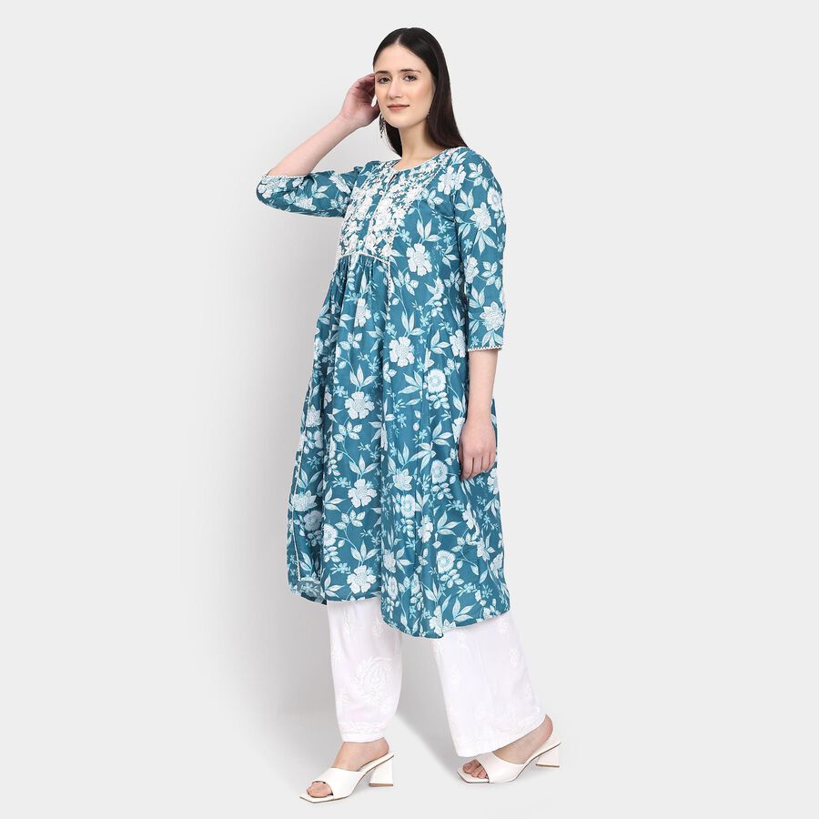 Ladies' 100% Cotton Kurta , Mid Blue, large image number null