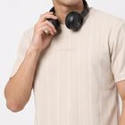 Men's Grey Crew Neck Regular T-Shirt, Ecru Melange, small