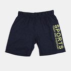 Boys' Navy Blue Regular Fit Elastic Waist Bermuda Shorts, Melange Blue, small