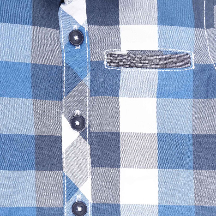 Infants Checks Regular Collar Shirt, Mid Blue, large image number null