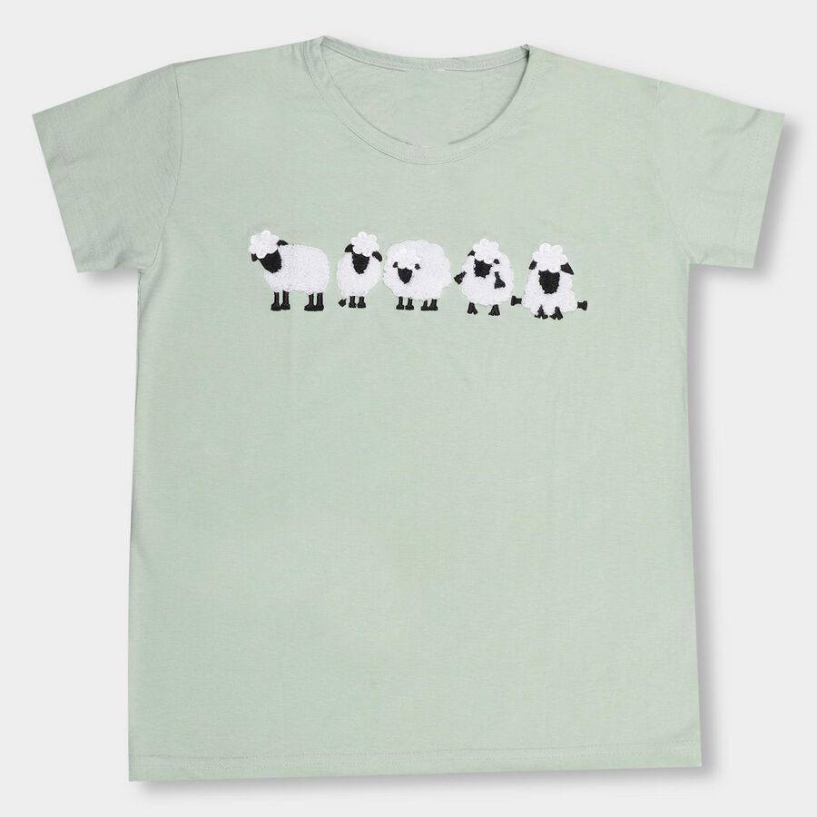 Girls' 100% Cotton T-Shirt, Light Green, large image number null