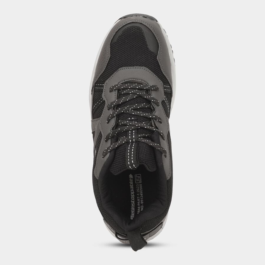 Men's Dark Charcoal Grey Lace-Up Casual Shoes, Grey, large