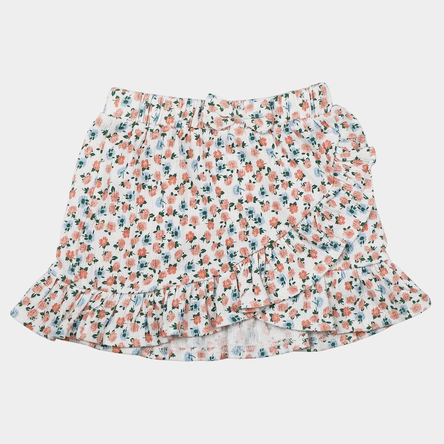 Girls' Light Pink Floral Wrap Skirt, हल्का गुलाबी, large