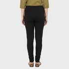 Women's Black Slim Fit Elastic Waist Churidar, काला, small
