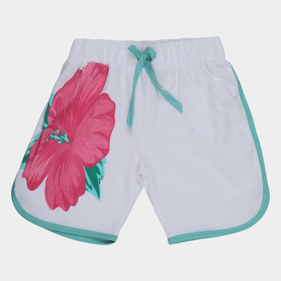 Girls' Off White Cotton Blend Shorts, Off White, large