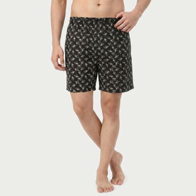 Men's Black Relaxed Fit Printed Boxers