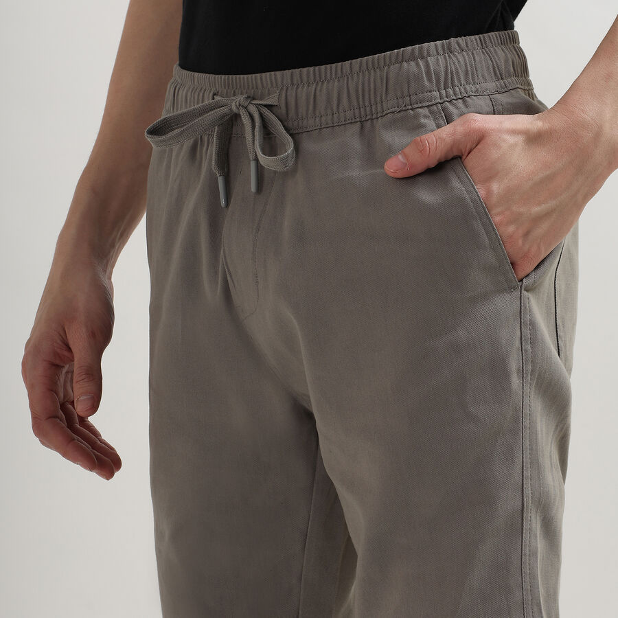 Men's 100% Cotton Slim Fit Casual Trousers, हल्का ग्रे, large image number null