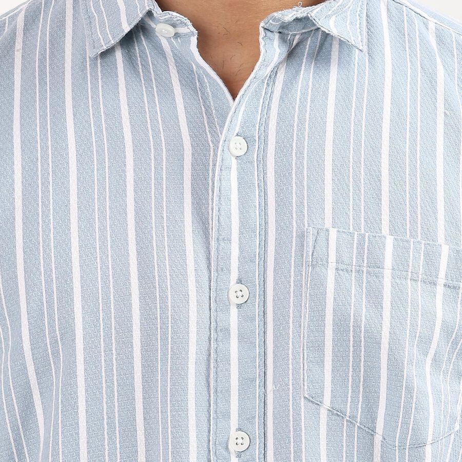 Men's Light Blue Cotton Classic Casual Shirt, Light Blue, large image number null