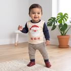 Infants' Beige 100% Cotton Round Neck Santa Graphic Print Baba Suit, Beige, small