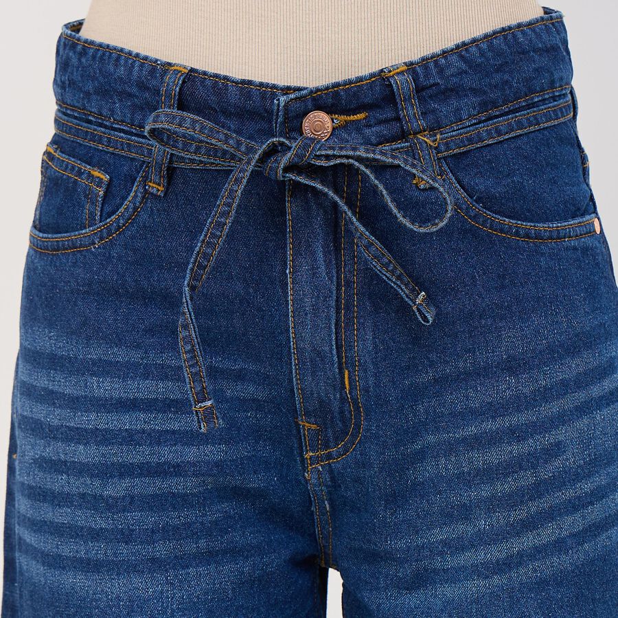 Women's Pale Powder Blue Straight Fit Washed Jeans, Mid Blue, large