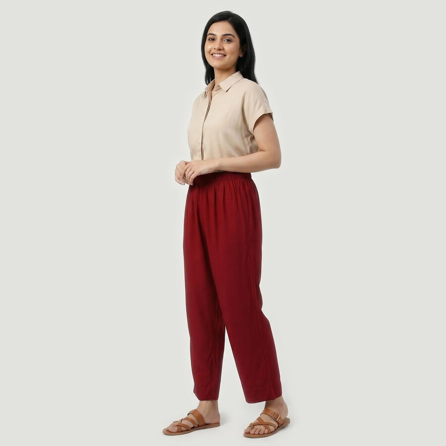 Women's Maroon Regular Fit Solid Palazzos, Maroon, large