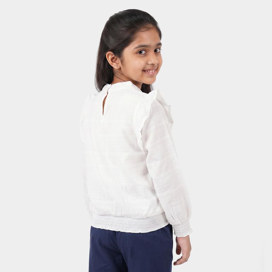 Girls White High Neck Regular Top, सफ़ेद, large